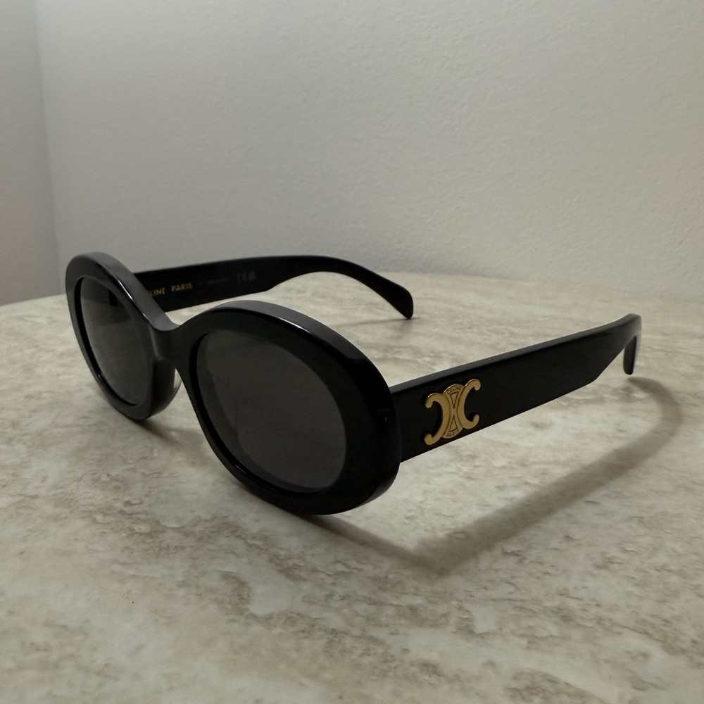 Celine Oval Black Sunglasses - Triomphe 01 Sunglasses in Acetate